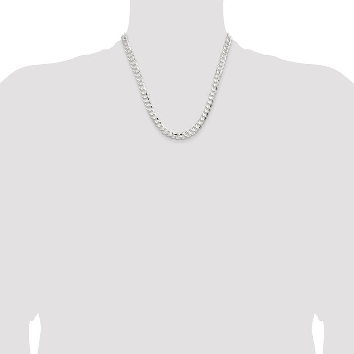 Buy Stylish 7.8mm Beveled Concave Curb Chain in High-Quality Sterling Silver-4