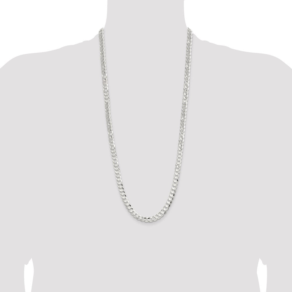 Exclusive Sterling Silver 7.8mm Beveled Concave Curb Chain - Stylish Value