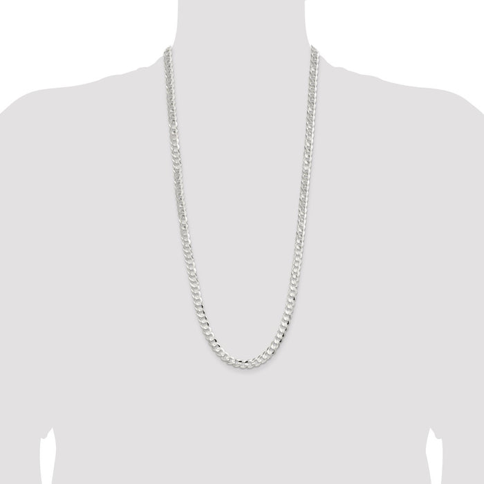 Exclusive Sterling Silver 7.8mm Beveled Concave Curb Chain - Stylish Value-4