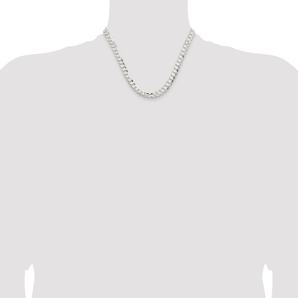 Buy Stylish Rhodium-Plated Sterling Silver 7.8mm Curb Chain - Affordable Luxury!