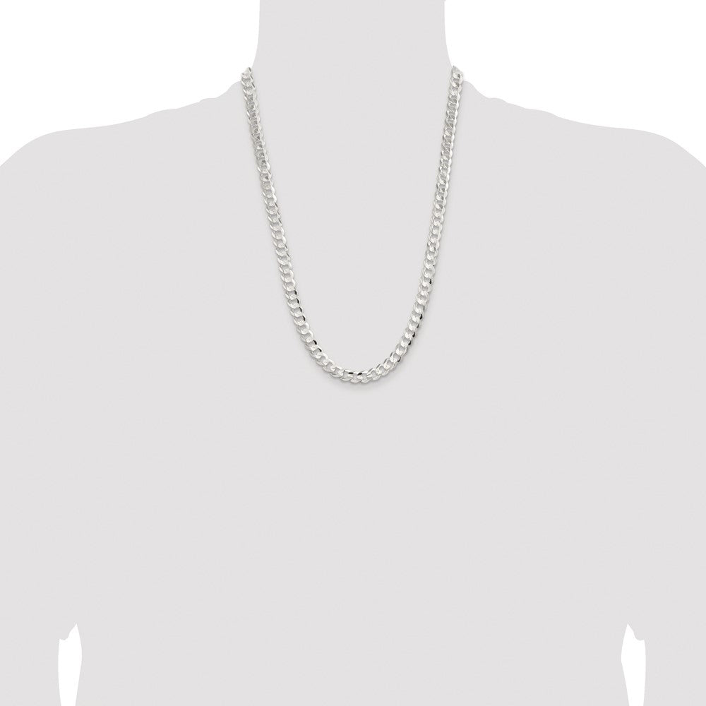 Buy Luxury Rhodium-Plated Sterling Silver 7.8mm Beveled Curb Chain