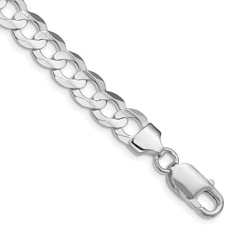 High-Quality Rhodium-Plated Sterling Silver 7.8mm Curb Chain - Stylish Value!