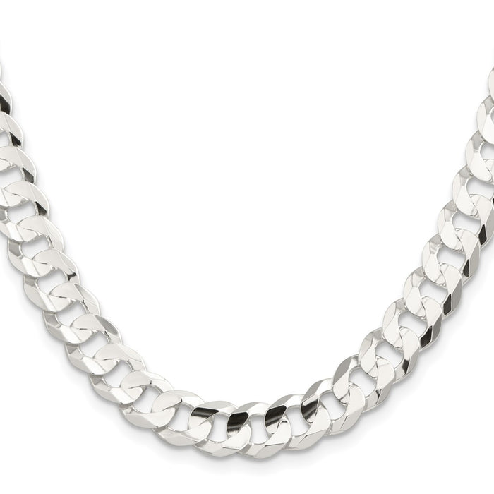 Buy Stylish 9.75mm Beveled Concave Curb Chain in High-Quality Sterling Silver-2
