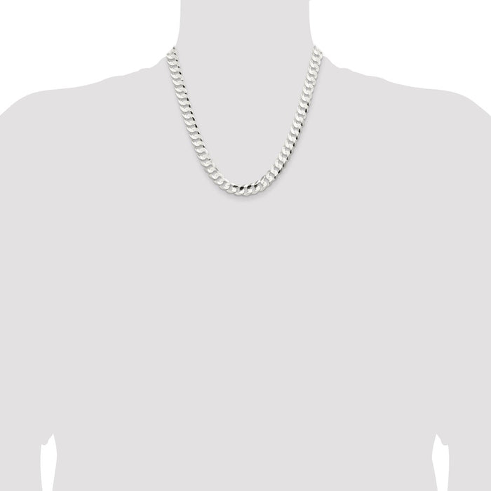 Exclusive 9.75mm Sterling Silver Beveled Concave Curb Chain - Stylish Value!-4
