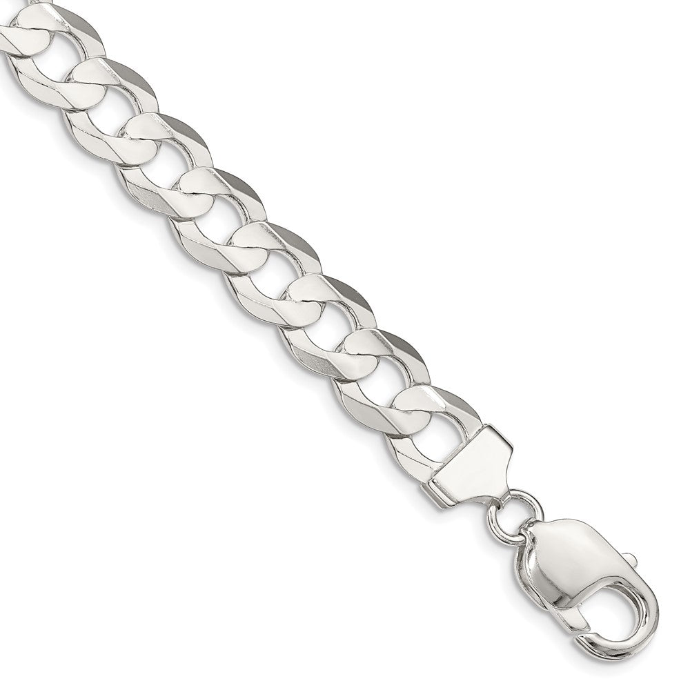 High-Quality 9.75mm Sterling Silver Beveled Concave Curb Chain - Stylish Value!