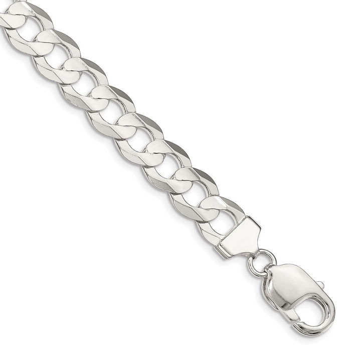 Exclusive 9.75mm Beveled Concave Curb Chain in Sterling Silver - Stylish Value!-1