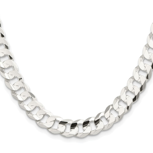 Buy Stylish 9.75mm Rhodium-Plated Sterling Silver Curb Chain | Luxury Value