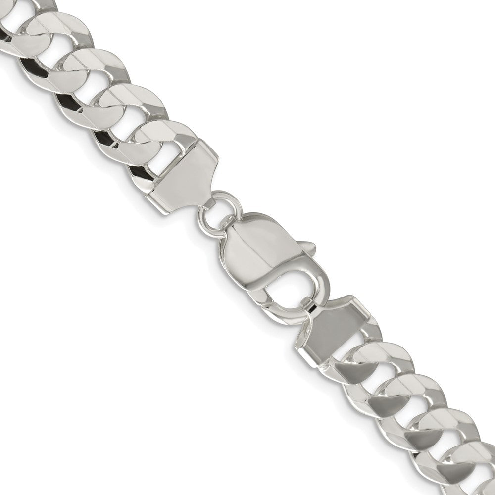 Buy Stylish 9.75mm Rhodium-Plated Sterling Silver Curb Chain | Luxury Value