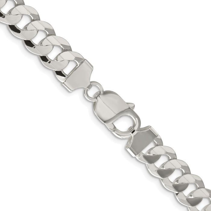 Buy Stylish 9.75mm Rhodium-Plated Sterling Silver Curb Chain | Luxury Value-3