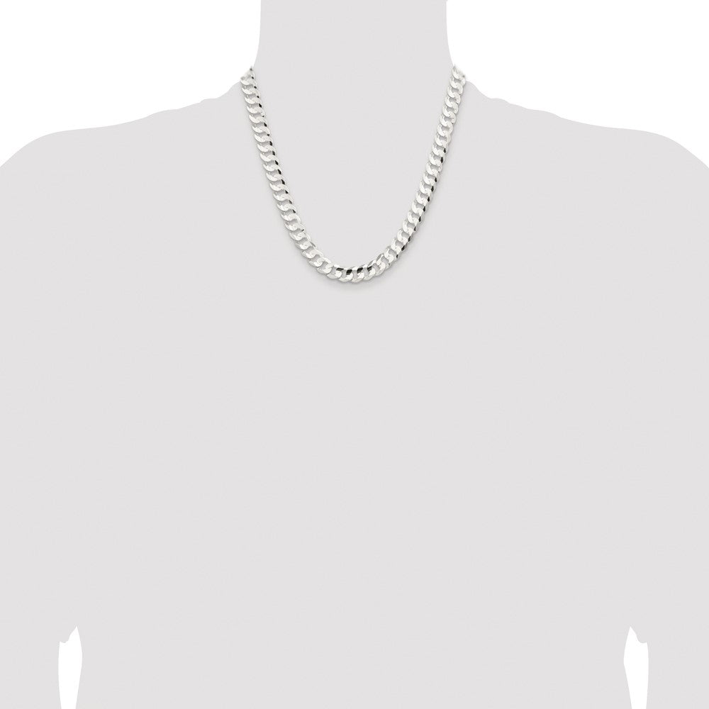 Exclusive Rhodium-Plated Sterling Silver 9.75mm Curb Chain - Stylish Value!