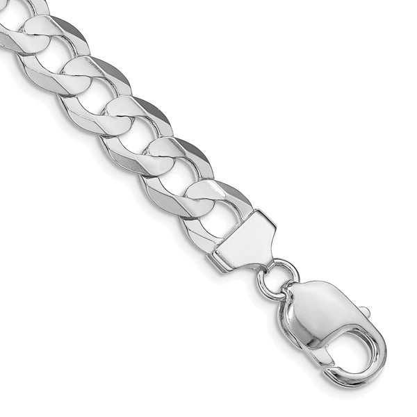 Rhodium-Plated 9.75mm Sterling Silver Curb Chain