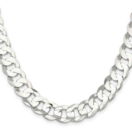 Buy Stylish 11.9mm Beveled Concave Curb Chain in High-Quality Sterling Silver