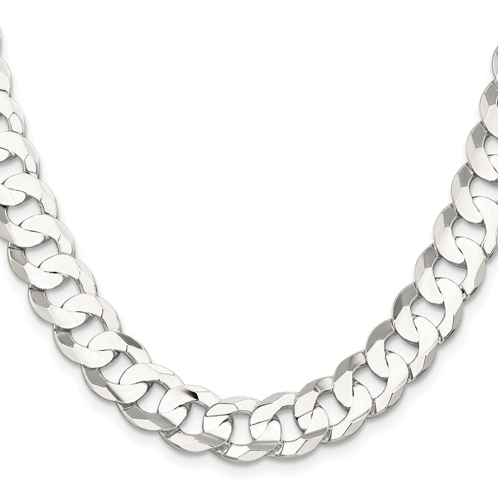 Buy Exclusive 11.9mm Beveled Concave Curb Chain in Sterling Silver - Stylish Value
