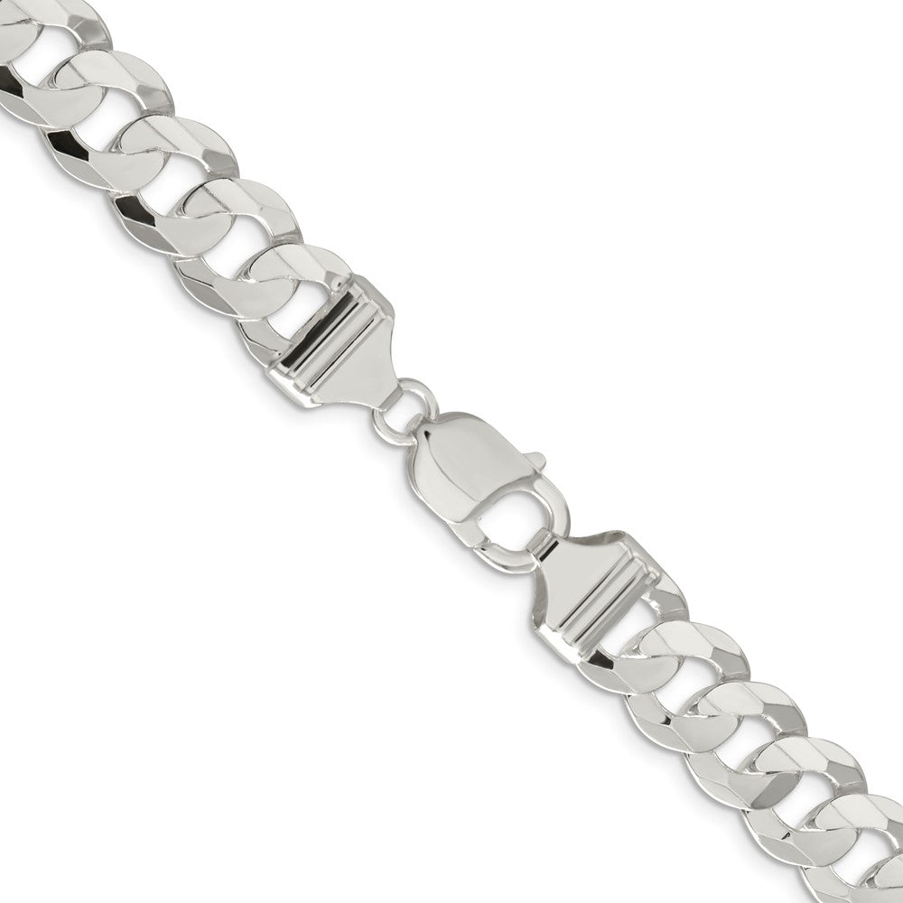 Buy Exclusive 11.9mm Beveled Concave Curb Chain in Sterling Silver - Stylish Value