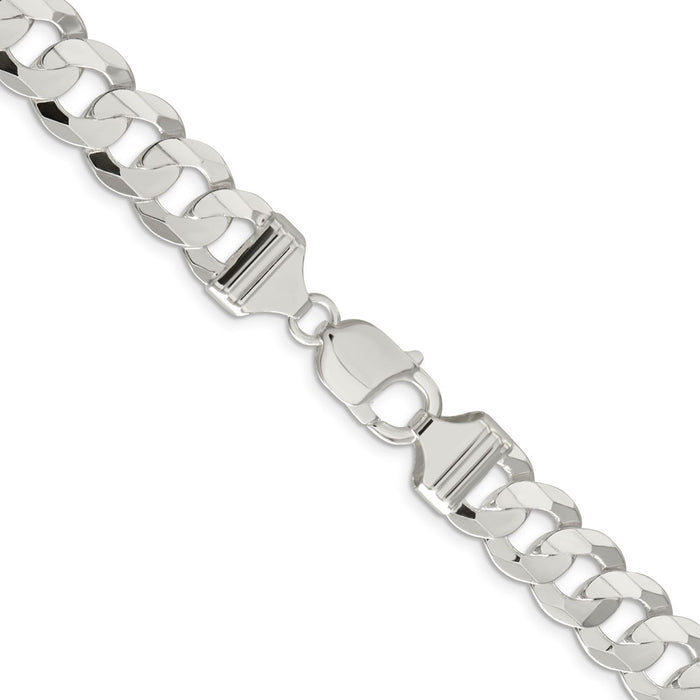 Buy Stylish 11.9mm Beveled Concave Curb Chain in High-Quality Sterling Silver-3