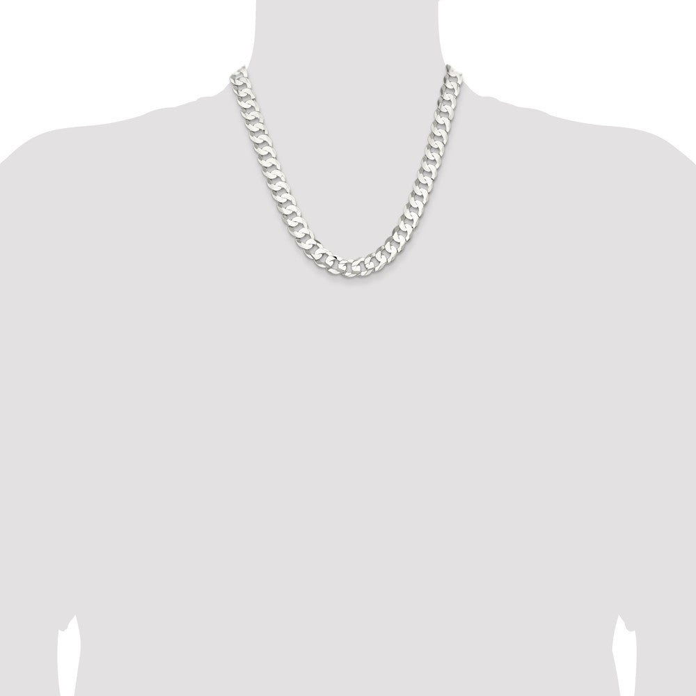 High-Quality Sterling Silver 11.9mm Beveled Concave Curb Chain - Stylish Value