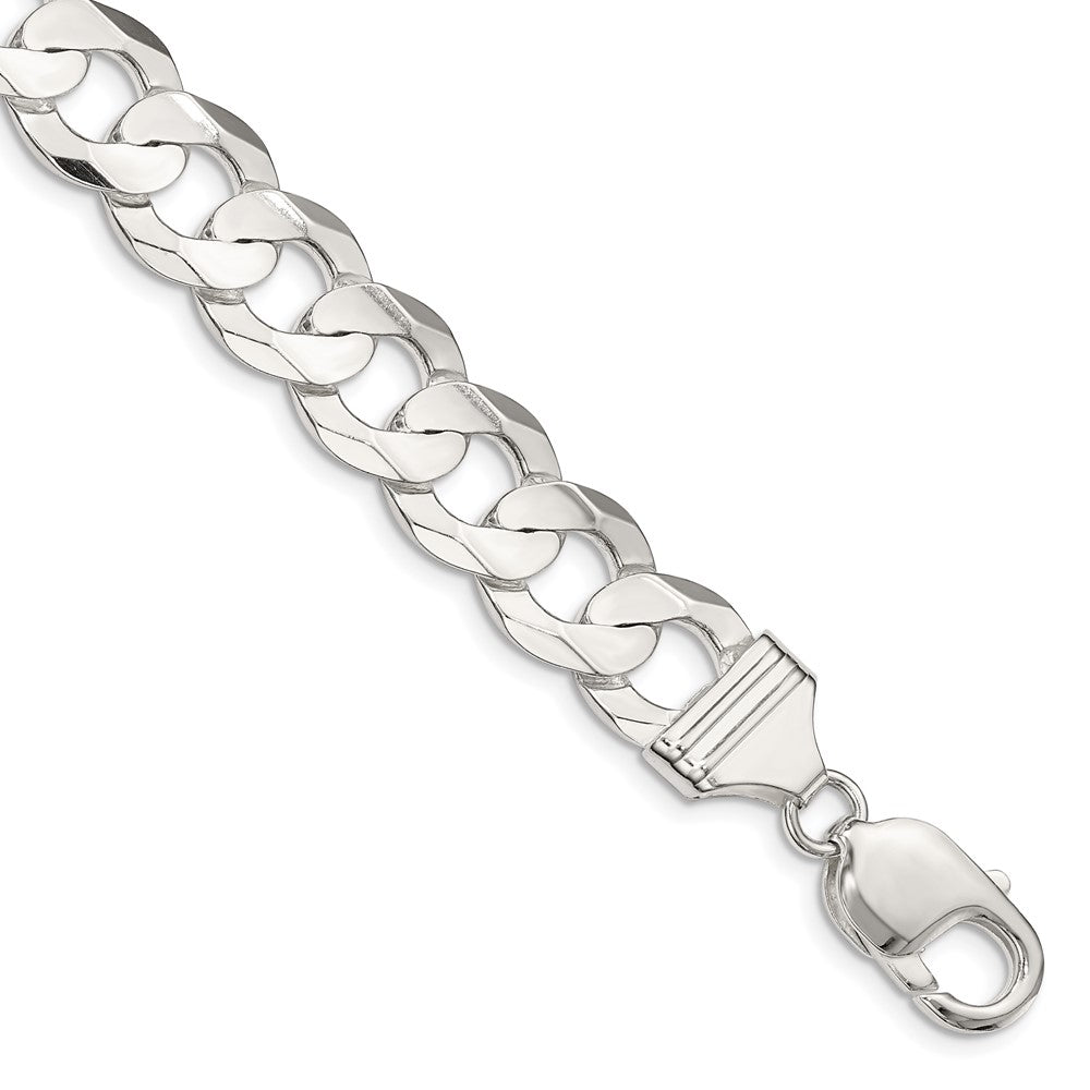 High-Quality 11.9mm Sterling Silver Beveled Concave Curb Chain - Stylish Value!