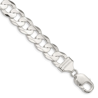 High-Quality 11.9mm Sterling Silver Beveled Concave Curb Chain - Stylish Value!