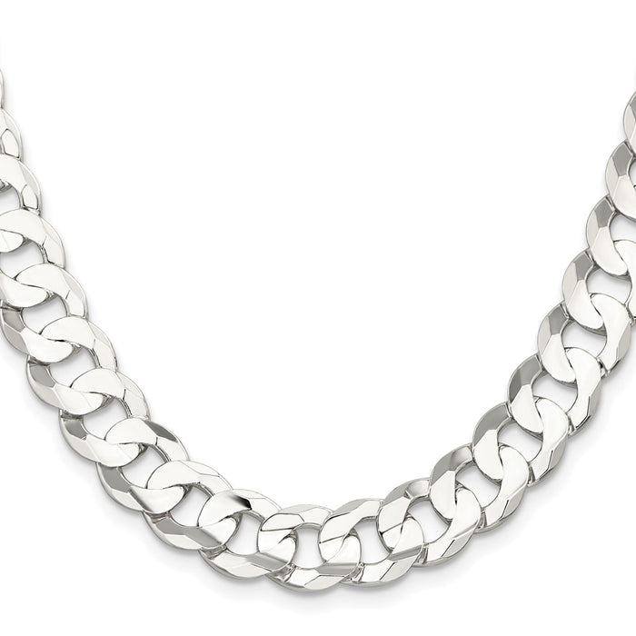 High-Quality Rhodium-Plated Sterling Silver 11.9mm Curb Chain - Stylish Value-2