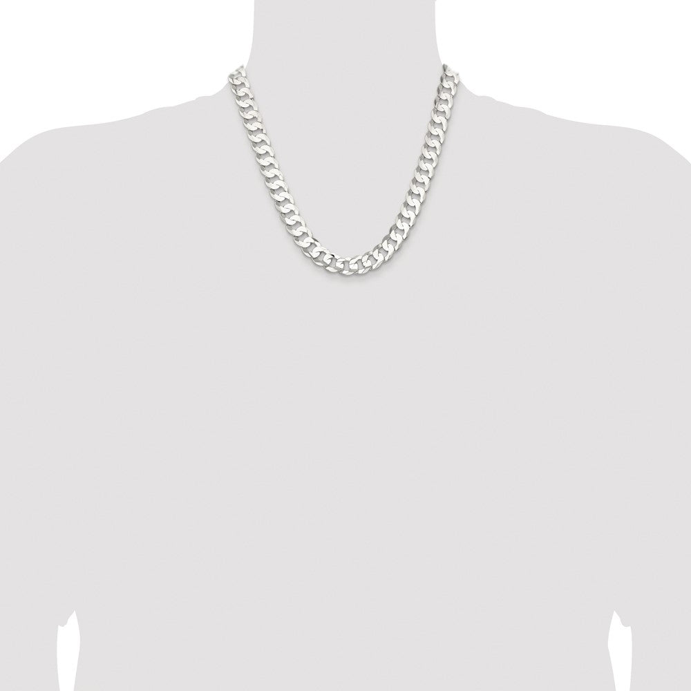 Buy Stylish Rhodium-Plated Sterling Silver 11.9mm Curb Chain - Luxury Value!