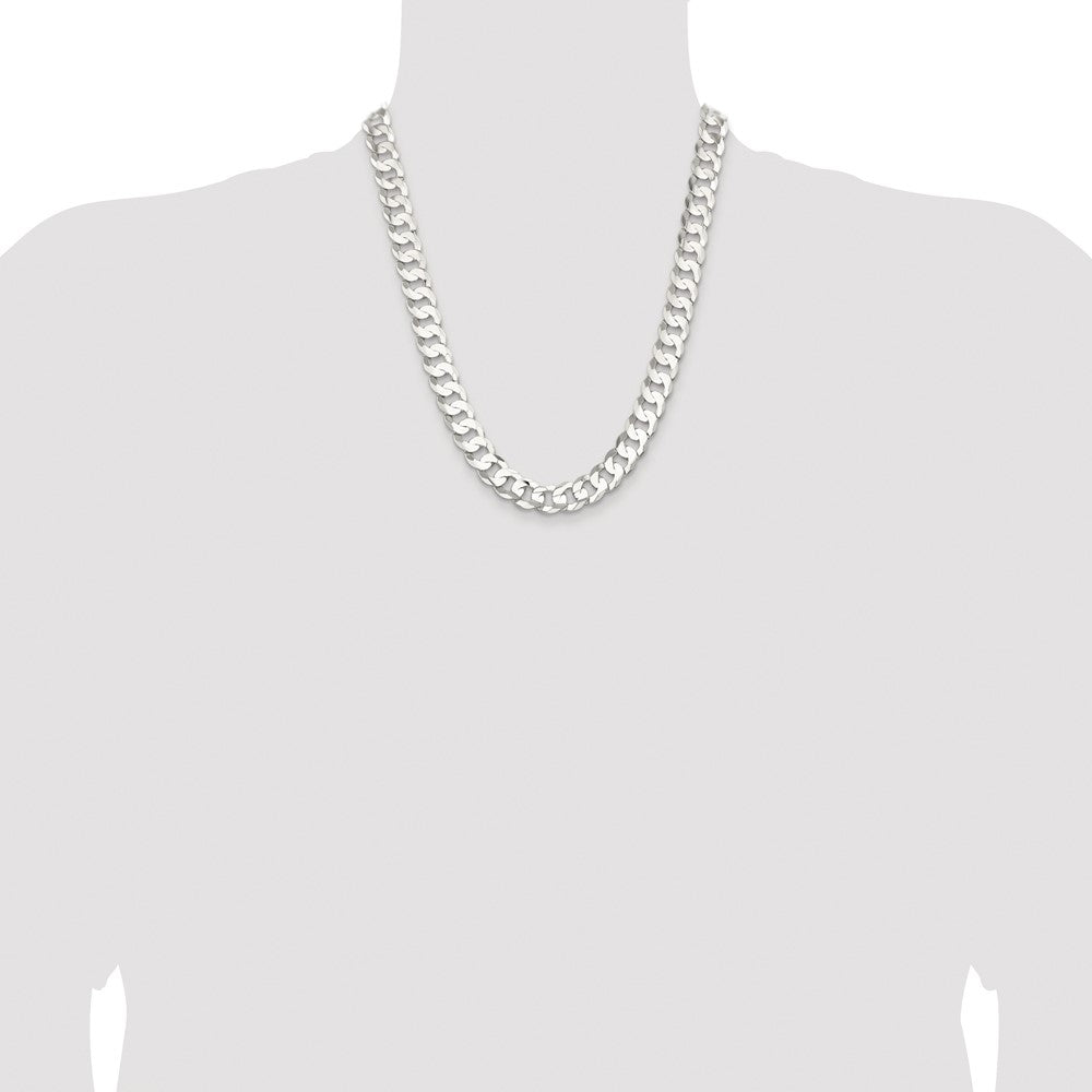 High-Quality Rhodium-Plated Sterling Silver 11.9mm Curb Chain - Stylish Value!