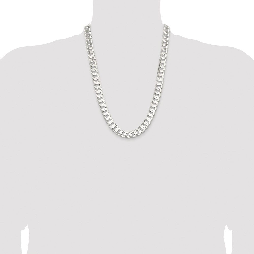 High-Quality Rhodium-Plated Sterling Silver 11.9mm Curb Chain - Stylish Value