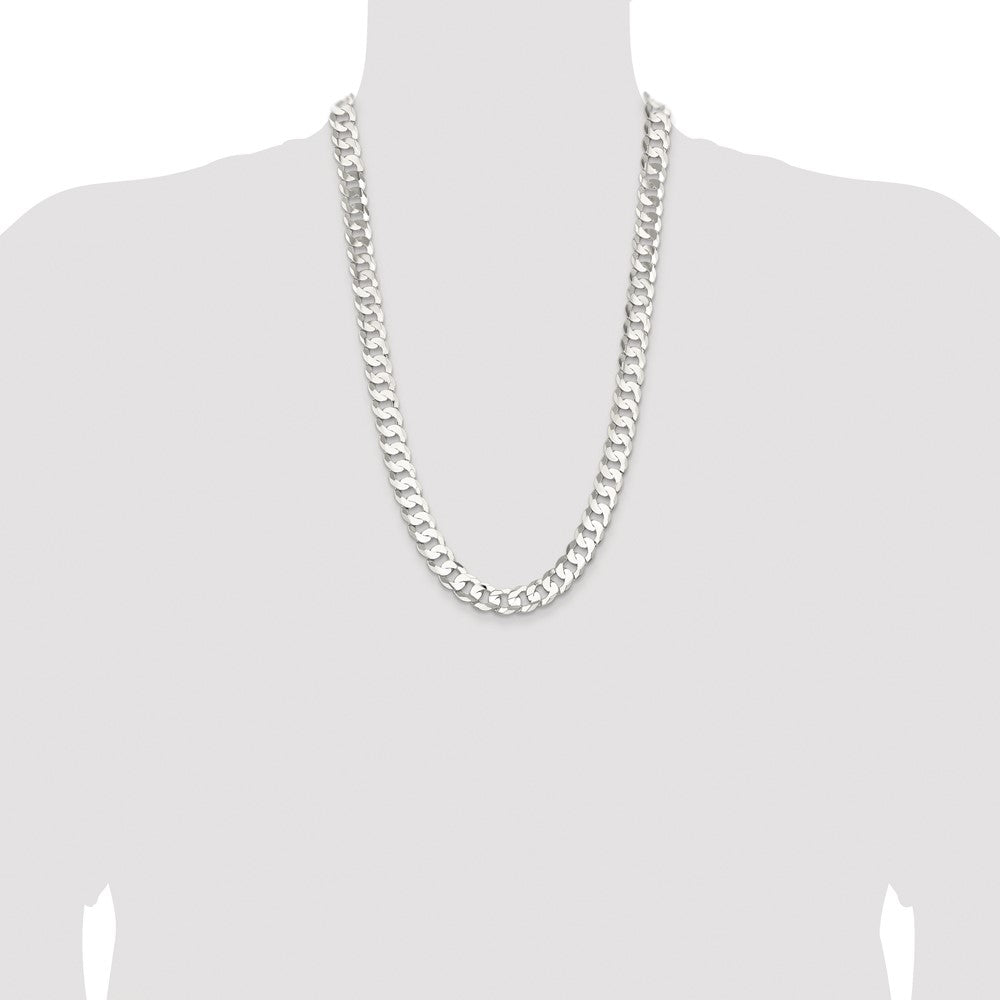 Exclusive Rhodium-Plated Sterling Silver 11.9mm Curb Chain - Stylish Value