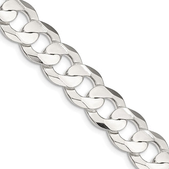 High-Quality Sterling Silver 11.9mm Beveled Concave Curb Chain - Stylish Value