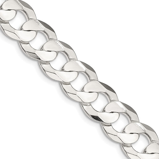 Buy Exclusive 11.9mm Beveled Concave Curb Chain in Sterling Silver - Stylish Value