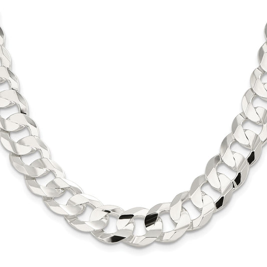 Buy Stylish 14mm Sterling Silver Concave Beveled Curb Chain - Luxury Value!