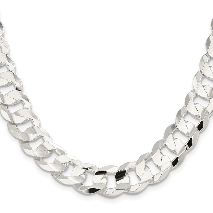 High-Quality 14mm Sterling Silver Concave Curb Chain - Stylish & Affordable!-2
