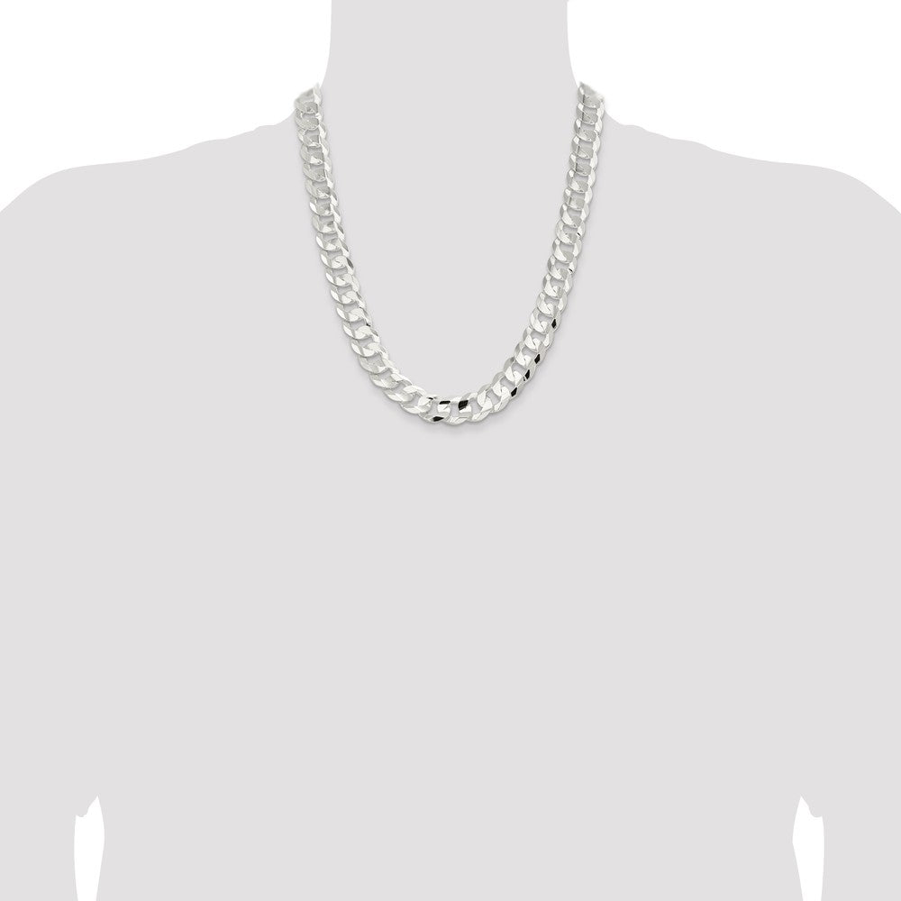High-Quality 14mm Sterling Silver Concave Curb Chain - Stylish & Affordable!