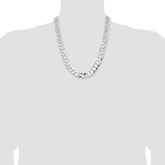 High-Quality 14mm Sterling Silver Concave Curb Chain - Stylish & Affordable!-4