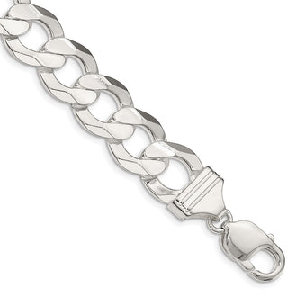 Exclusive 14mm Sterling Silver Concave Beveled Curb Chain - Affordable Luxury