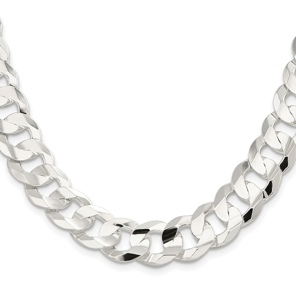 Rhodium-Plated Sterling Silver 14mm Curb Chain