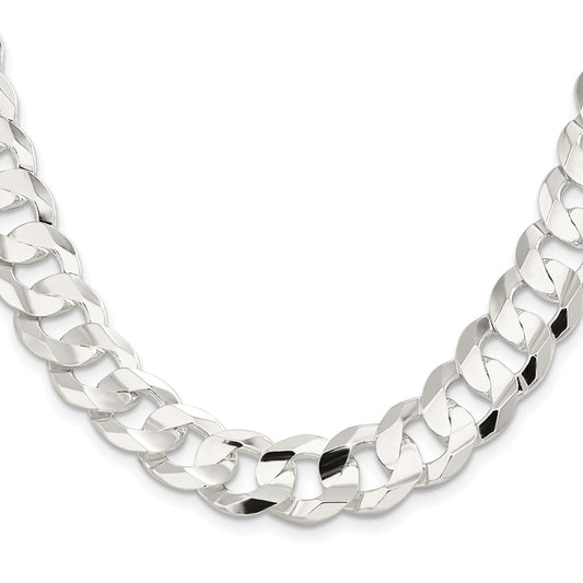 High-Quality Rhodium-Plated Sterling Silver 14mm Curb Chain - Stylish Value