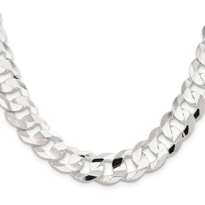 High-Quality Rhodium-Plated Sterling Silver 14mm Curb Chain - Stylish Value-2