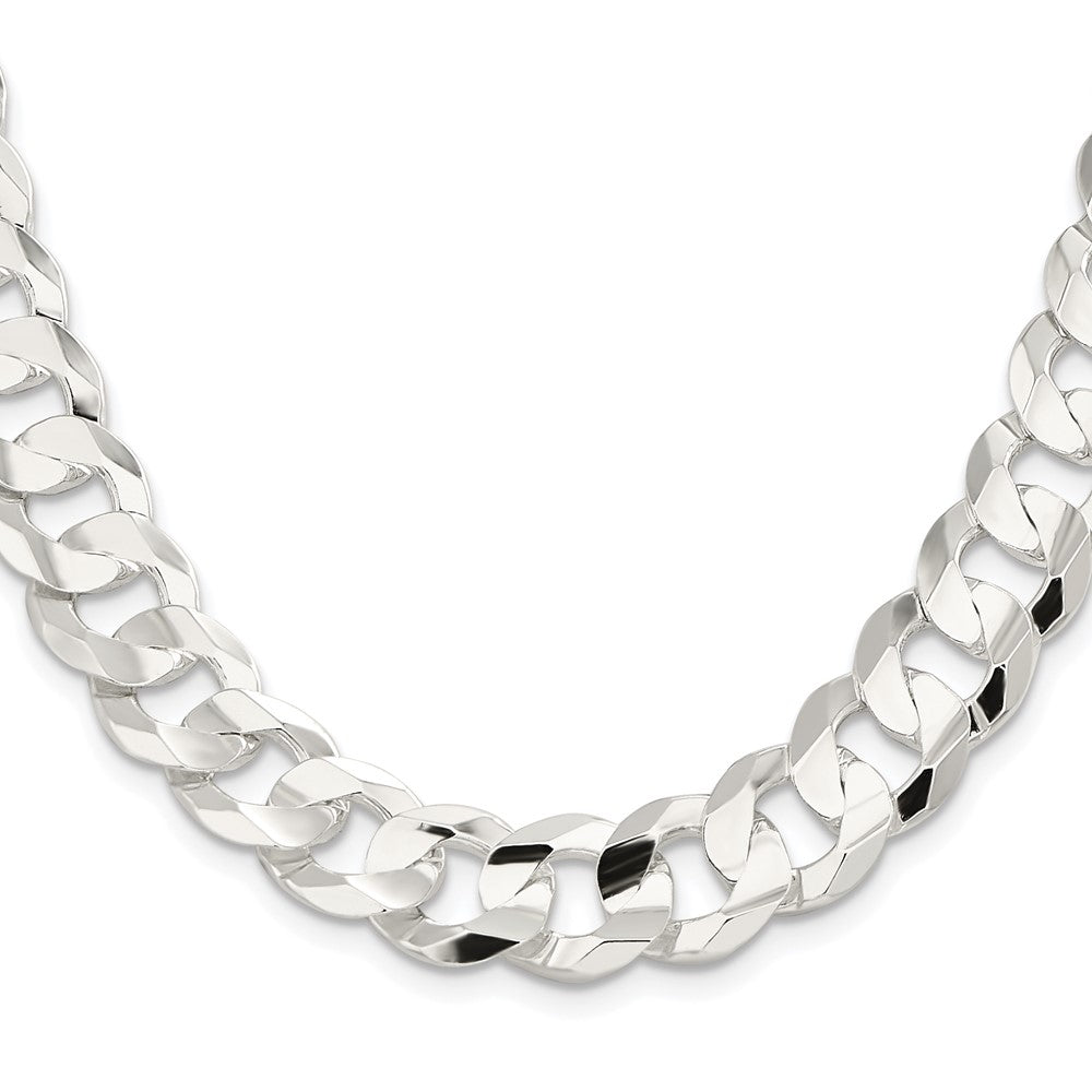 Buy Stylish 14mm Rhodium-Plated Sterling Silver Curb Chain - Luxury Value!