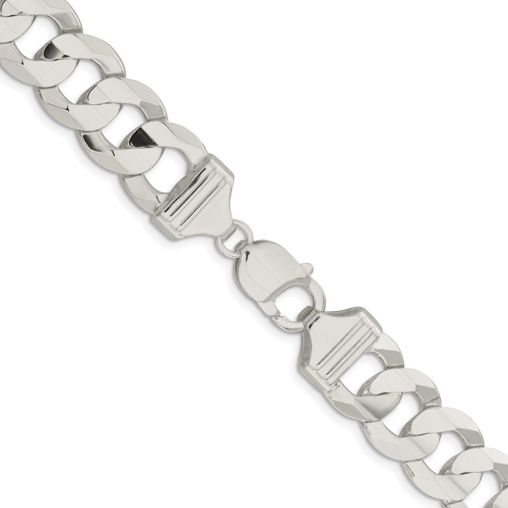 High-Quality Rhodium-Plated Sterling Silver 14mm Curb Chain - Stylish Value