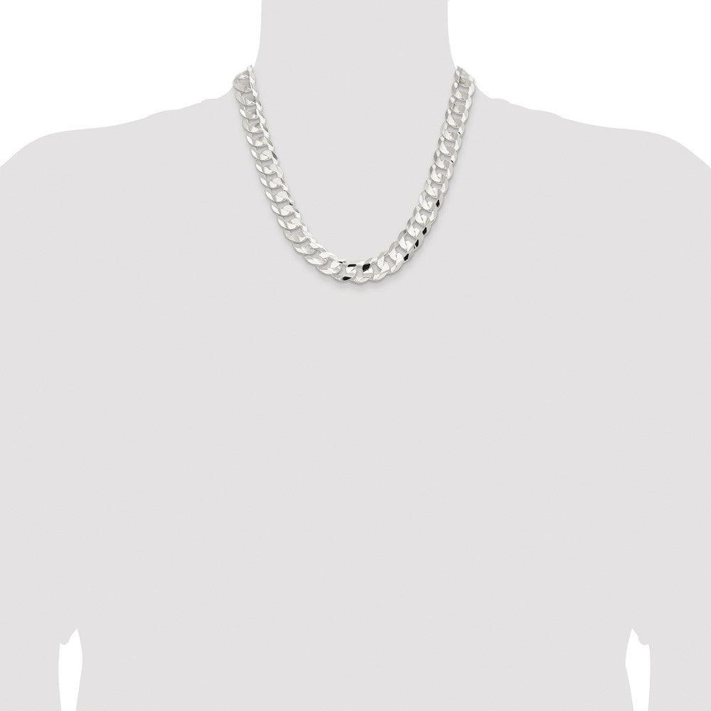 High-Quality Rhodium-Plated Sterling Silver 14mm Curb Chain - Stylish Value