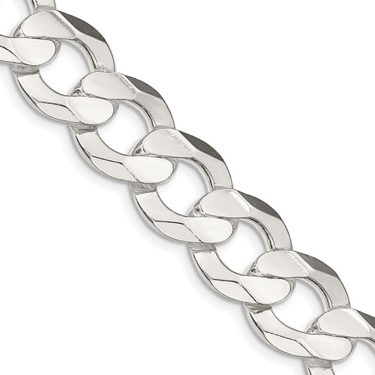 Buy Stylish 14mm Sterling Silver Concave Beveled Curb Chain - Luxury Value!