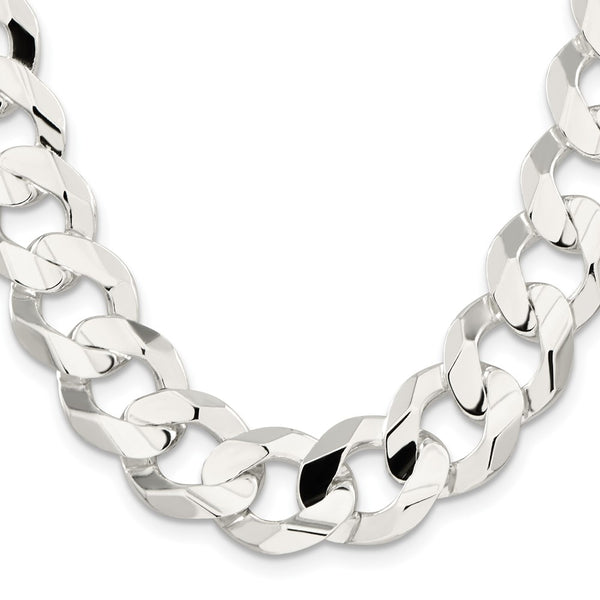15.75mm Sterling Silver Concave Beveled Curb Chain - Style GR1-1032097