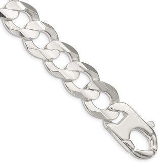 High-Quality 15.75mm Beveled Concave Curb Chain in Sterling Silver - Stylish Value!