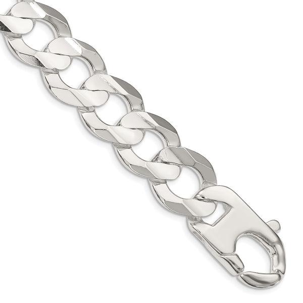 15.75mm Beveled Concave Curb Chain in Sterling Silver - Style GR1-1029899