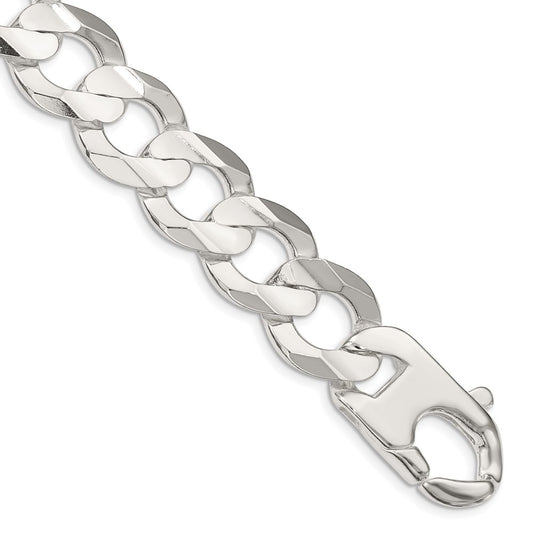 Buy Stylish 15.75mm Beveled Concave Curb Chain in High-Quality Sterling Silver