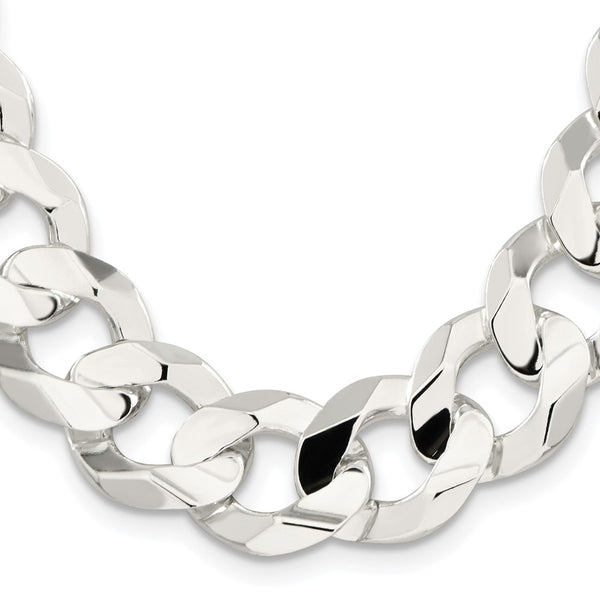 Rhodium-Plated Sterling Silver 15.75mm Curb Chain - Style GR1-1032085