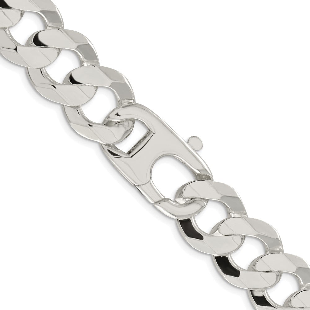 Buy Stylish Rhodium-Plated Sterling Silver 15.75mm Beveled Curb Chain