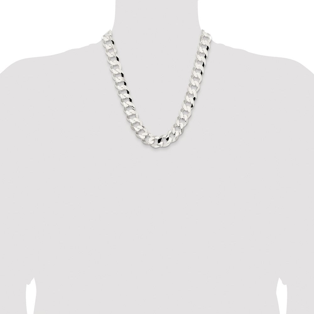 Buy Stylish Rhodium-Plated Sterling Silver 15.75mm Curb Chain - Luxury Value