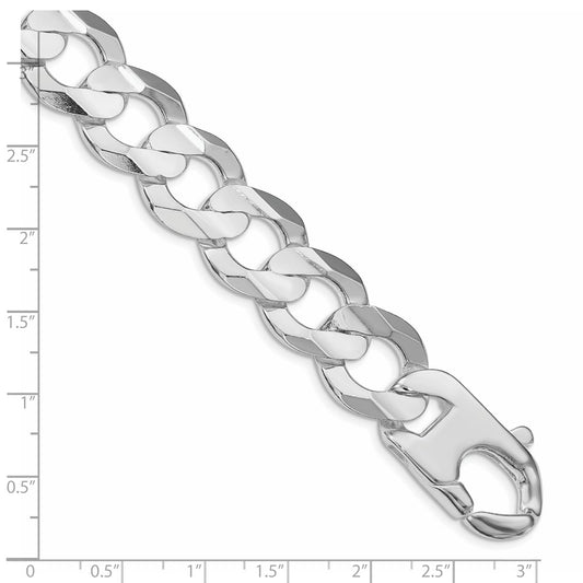 High-Quality Rhodium-Plated Sterling Silver 15.75mm Curb Chain - Stylish Value!