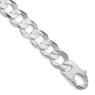 High-Quality Rhodium-Plated Sterling Silver 15.75mm Curb Chain - Stylish Value!